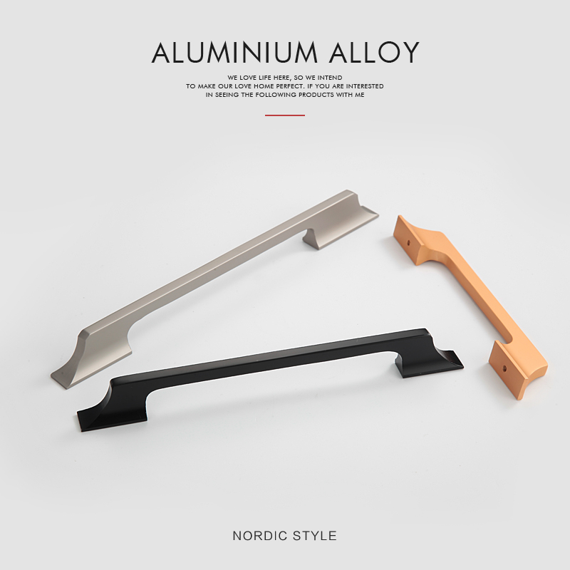 Contemporary simple modern black gold Aluminium cabinet pulls furniture  handle 