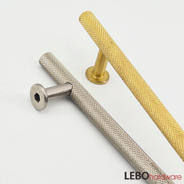 Knurled  traditional Iron T bar Cabinet Pulls Furniture Handle 