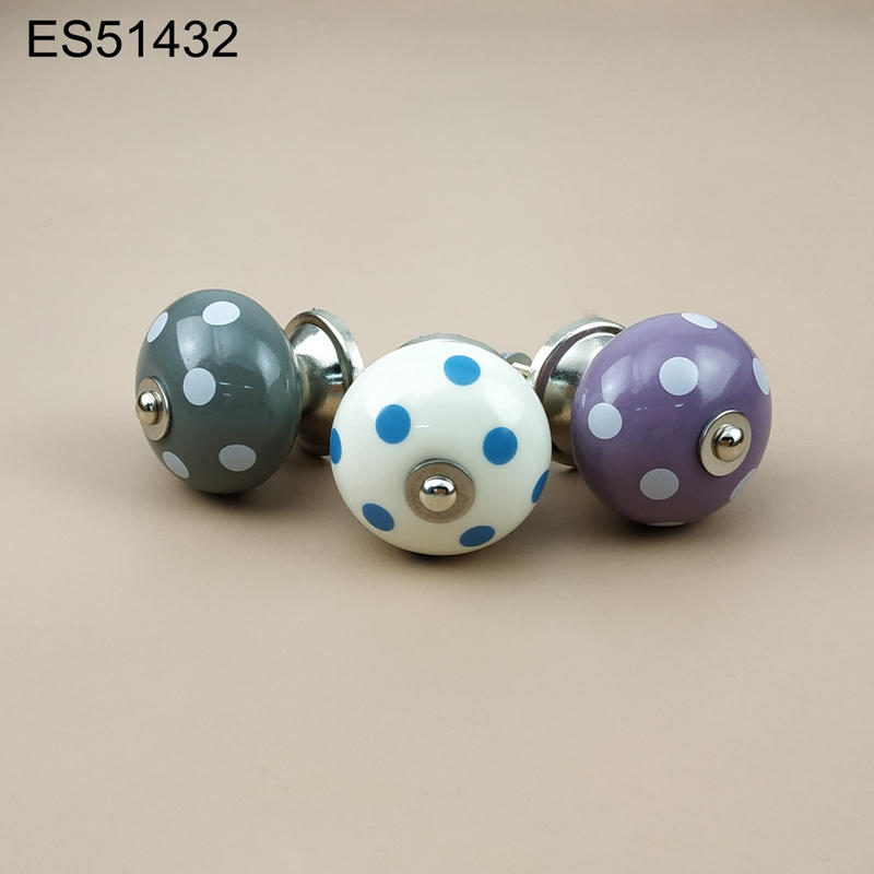 Dots  printing  ball shape  Ceramic Porcelain Cabinet Pulls Door  Drawer Dresser  Furniture Knob 