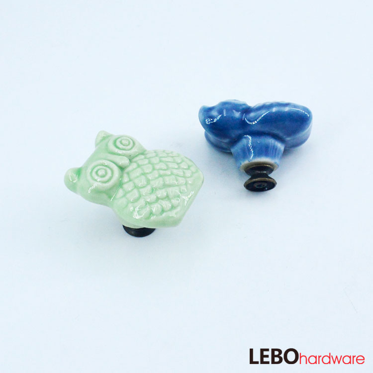 Animal Shape Ceramic Porcelain  Cabinet Pulls Door Drawer Dresser  Furniture Knob