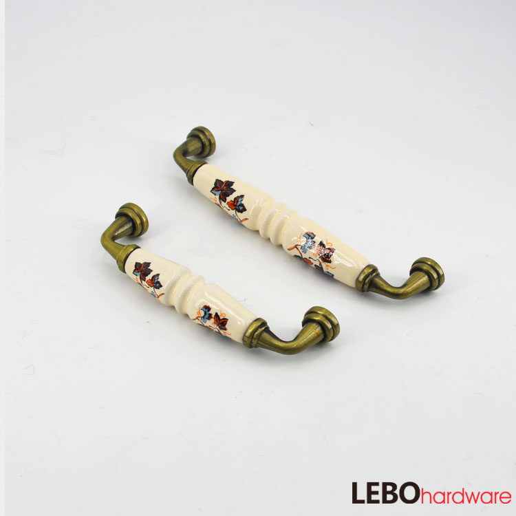  Butterfly printing Ceramic Porcelain Cabinet Pulls Door  Drawer Dresser  Furniture Handles   