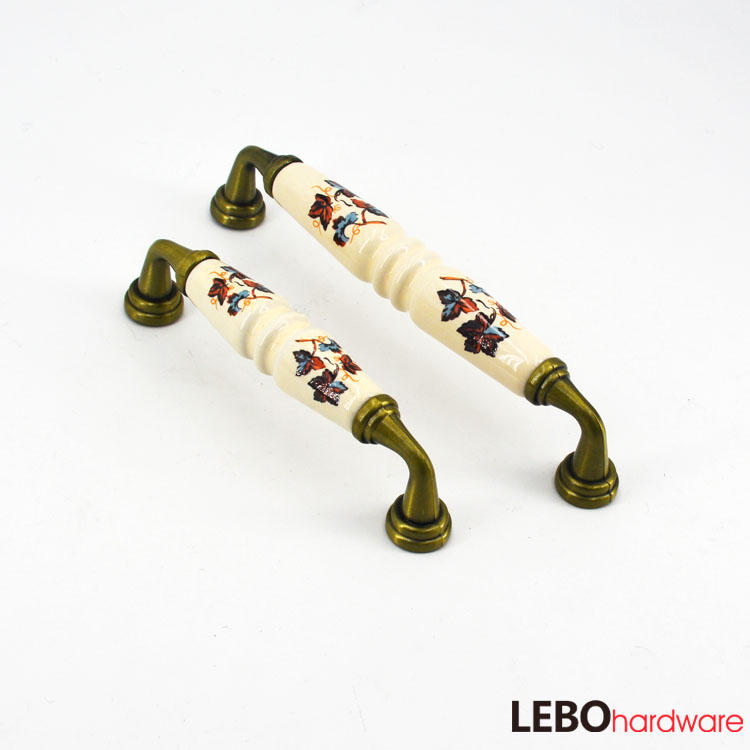  Butterfly printing Ceramic Porcelain Cabinet Pulls Door  Drawer Dresser  Furniture Handles   