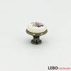 Ceramic Porcelain European Floral  design   Cabinet Pulls Door  Drawer Dresser  Furniture knob 