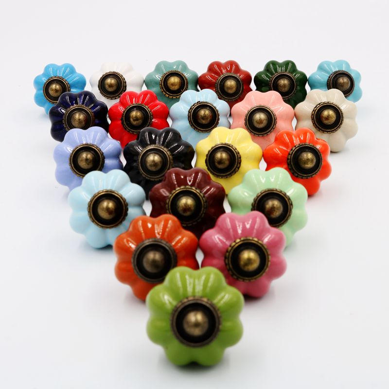 Retro Style  Floral Printing  Ceramic Porcelain Cabinet Pulls Door  Drawer Dresser  Furniture Knob in 2022