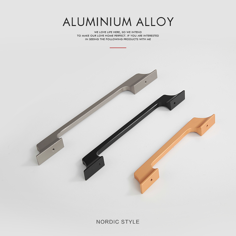 Contemporary simple modern black gold Aluminium cabinet pulls furniture  handle 
