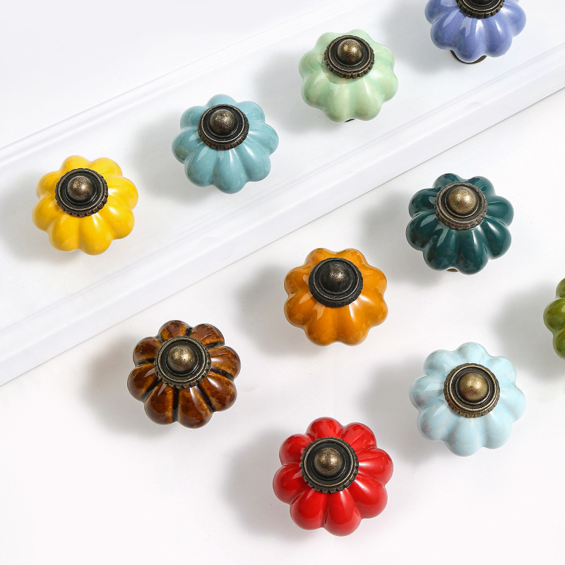 Retro Style  Floral Printing  Ceramic Porcelain Cabinet Pulls Door  Drawer Dresser  Furniture Knob in 2022