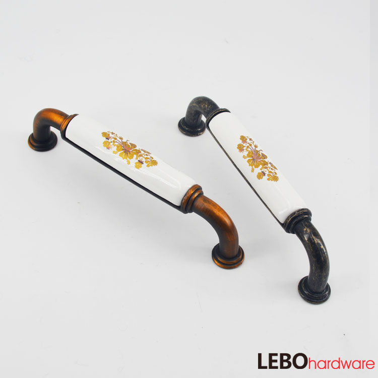 European  Classic  Ceramic Porcelain Cabinet Pulls Door  Drawer Dresser  Furniture Handles   
