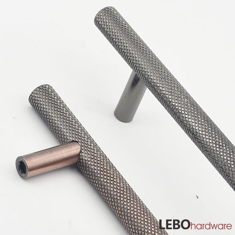 Knurled  traditional Iron T bar Cabinet Pulls Furniture Handle 