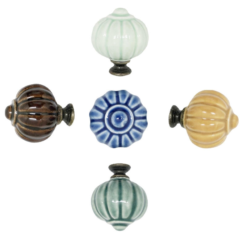 Retro Style  Floral Printing  Ceramic Porcelain Cabinet Pulls Door  Drawer Dresser  Furniture Knob