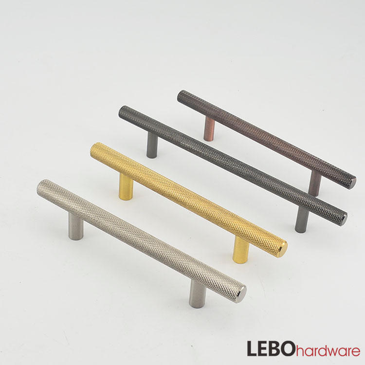 Knurled  traditional Iron T bar Cabinet Pulls Furniture Handle 