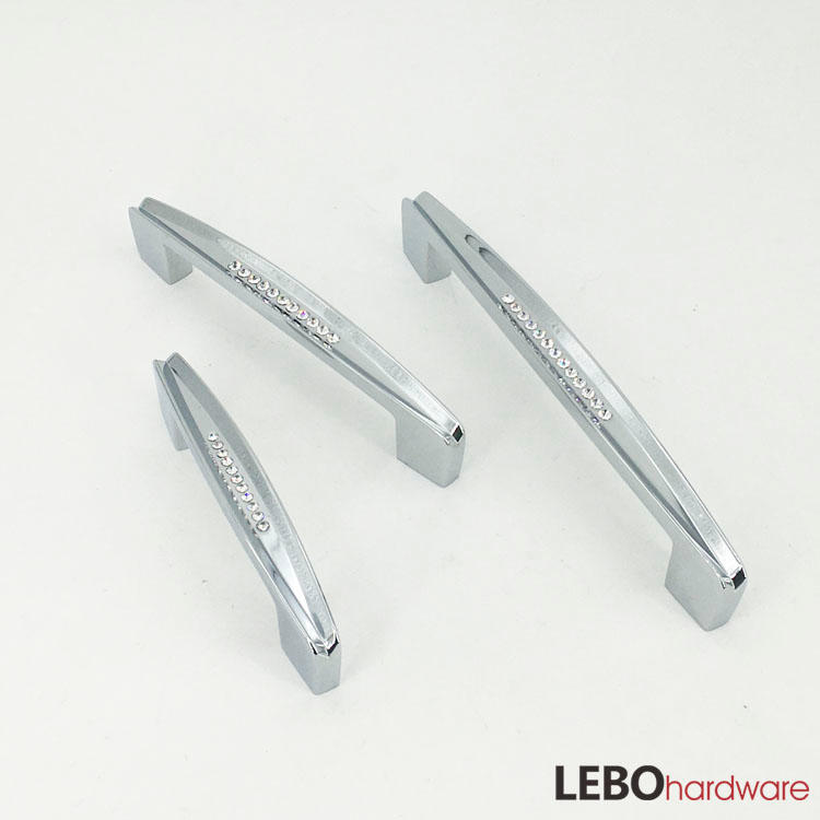 High quality Luxury K9 Crystal Zamak  cabinet pulls furniture handle 