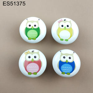 Owl Printing  Ceramic Porcelain  Cabinet Pulls Door  Drawer Dresser  Furniture knob 