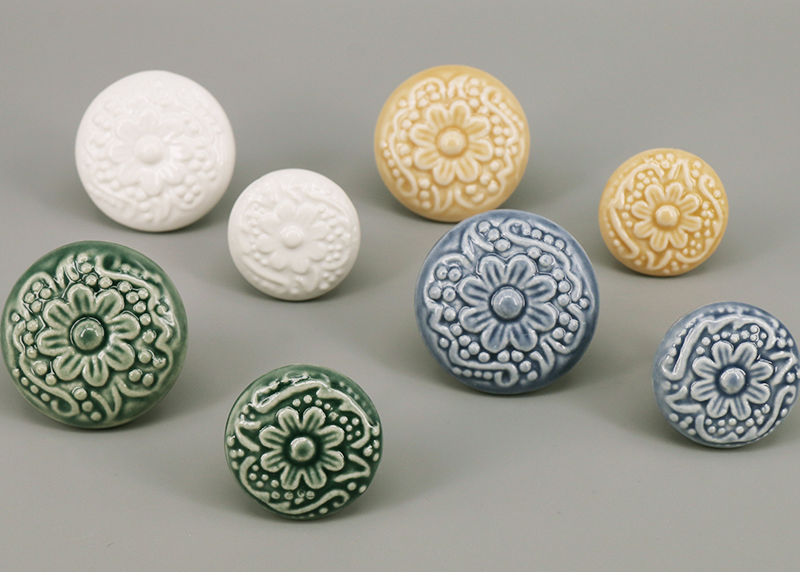 Retro style flower shaped  Ceramic porcelain  Furniture knob  Cabinet Pull 