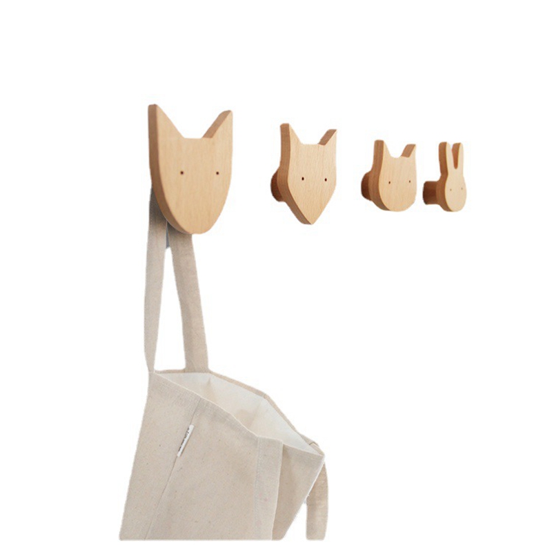Wooden Cute Animal Design Coat hook for Living Room Bedroom     