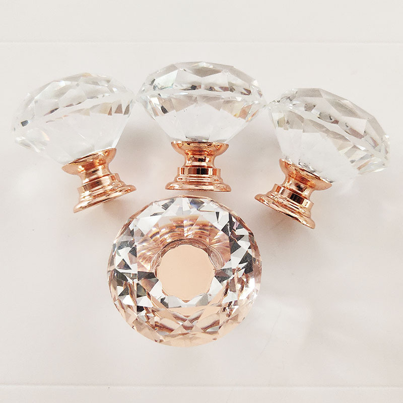 K9 Crystal Glass  Diamond shape Transparency Color  Zamak Base   Furniture Knob  Cabinet Pull  