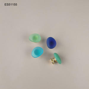 Decorated Crystal Glass Colored Aluminium Base Furniture Knob Cabinet Pull