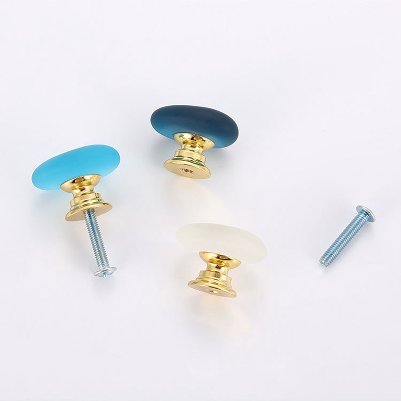 Decorated Crystal Glass Colored Aluminium Base Furniture Knob Cabinet Pull