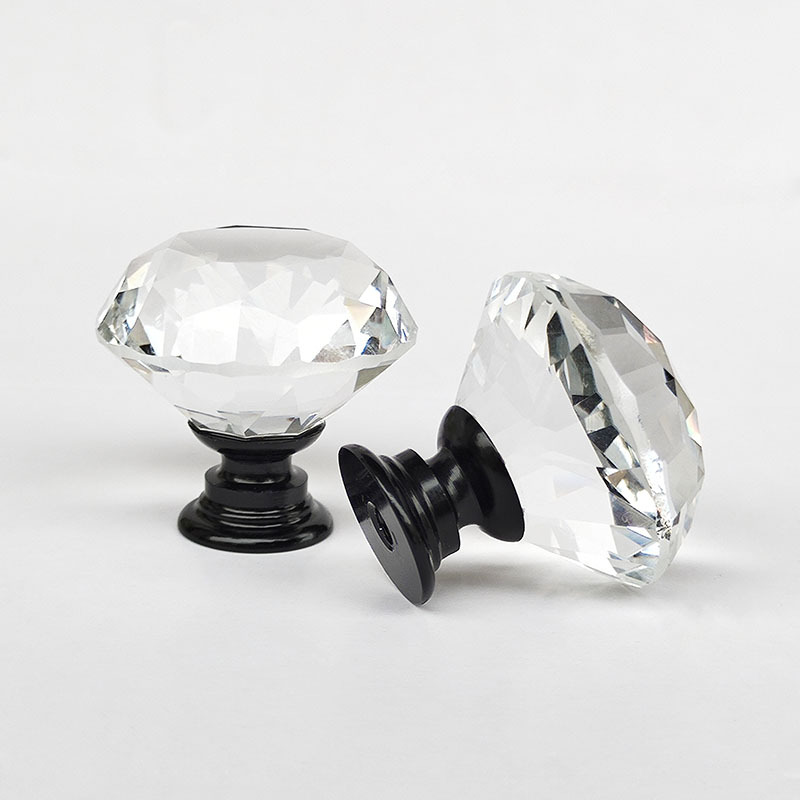 K9 Crystal Glass  Diamond shape Transparency Color  Zamak Base   Furniture Knob  Cabinet Pull  